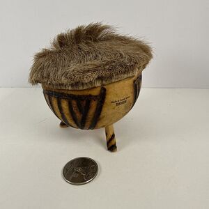 Traditional African Drum With Rattle Real Animal Hair